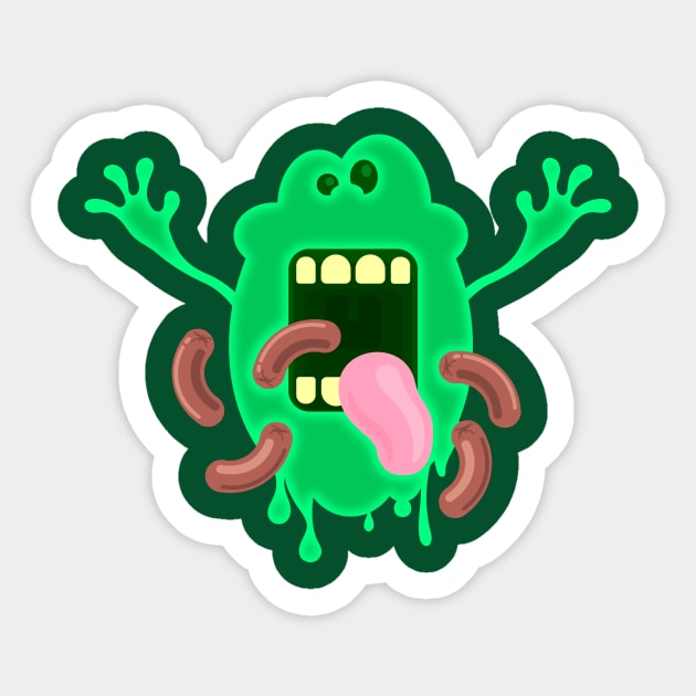 Slimer Hot Dog Frenzy Sticker by JPenfieldDesigns